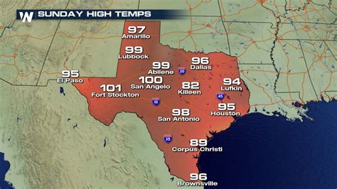Strong Heat For Texas This Weekend Weathernation Texas Forecast Map