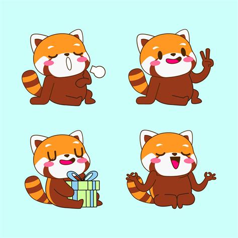 Cute Red Panda Drawing Cartoon Red Panda Sticker 6529079 Vector Art At