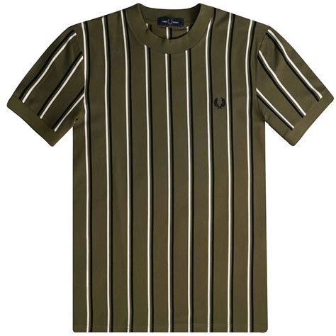 Fred Perry M4643 Fine Stripe T Shirt Green