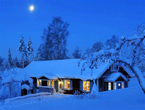 Moonlight Winter House Wallpaper Free Hd Winter Images
