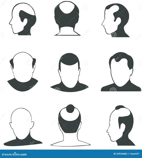 Silhouette Bald Heads Vector Collection Stock Vector Illustration Of