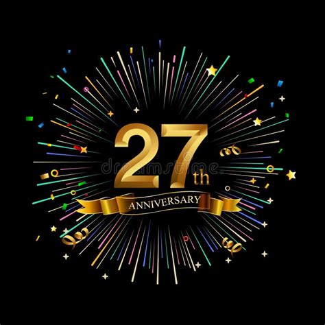 27th Anniversary Celebration Golden Number 27th With Sparkling