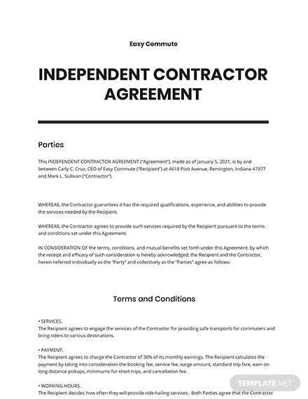 104 Contractor Templates Free Downloads