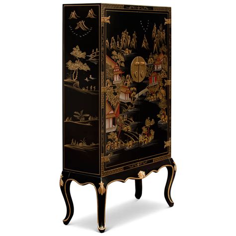 Black Victorian Style Chinoiserie Scenery Motif Armorie