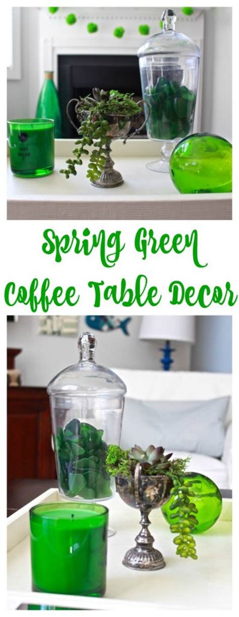 Green coffee, console, sofa & end tables : Spring Green Coffee Table Decor - 2 Bees in a Pod