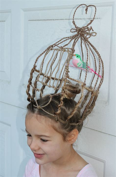 Crazy Hair Day At School Birdcage Bird Swinging On Perch ♥ Lots Of