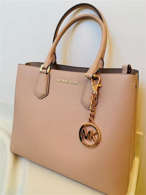 Michael Kors Large Fawn Blush Pink Handbag W Crossbody Strap New Ebay
