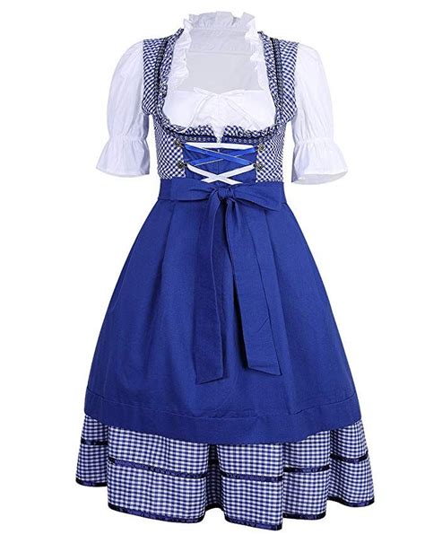 Kojooin Womens German Dirndl Dress 3 Pieces Oktoberfest Costumes Clothing