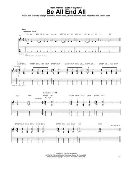 Be All End All By Anthrax Digital Sheet Music For Guitar Tab