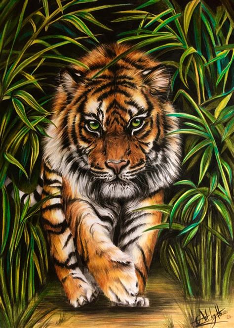 On The Prowl Poster By Art By Three Displate Tiger Painting