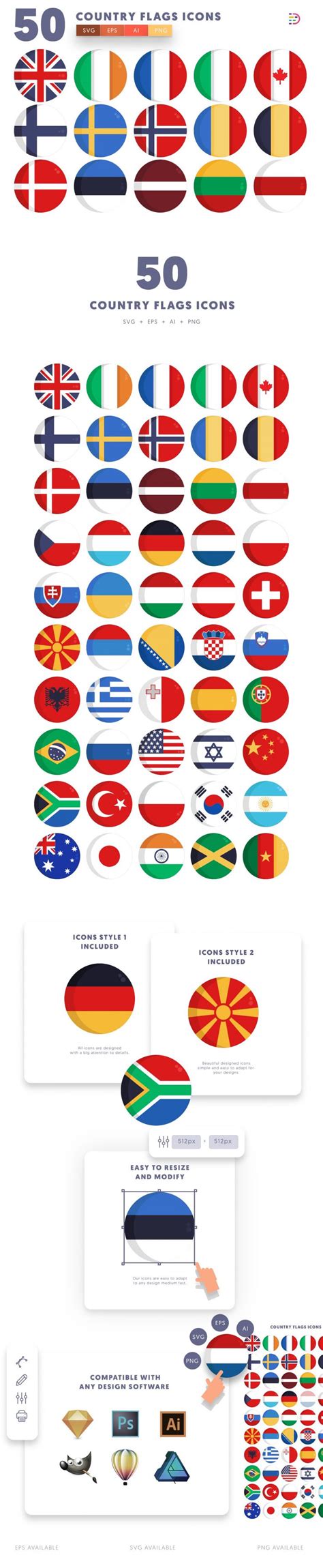 50 Country Flags Icons Dighital Icons Premium Icon Sets For All