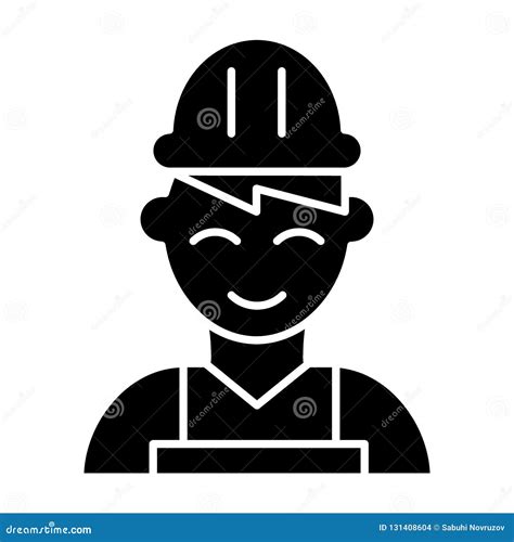 Builder Solid Icon Engineer Vector Illustration Isolated On White
