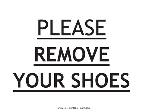 Home Decor Wall Hangings Printable Please Remove Your Shoes Sign Pdf