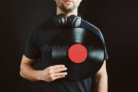 Man Holding Vinyl Record Over Heart Music Passion Vintage Music Style