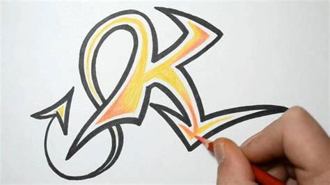 Graffiti drawing & word art. How to Draw Graffiti Letters - K - YouTube