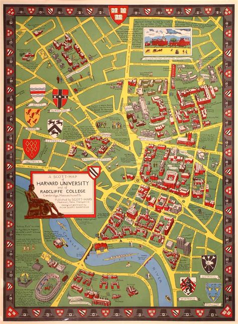 1959 Alva Scott Garfield Pictorial Map Of Harvard Rare And Antique Maps