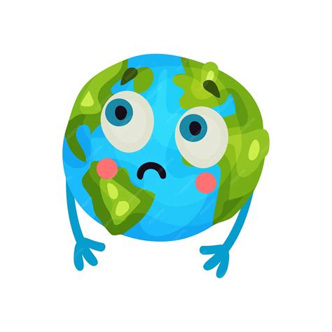 Premium Vector Cute Cartoon Funny Earth Planet Emoji Humanized Globe