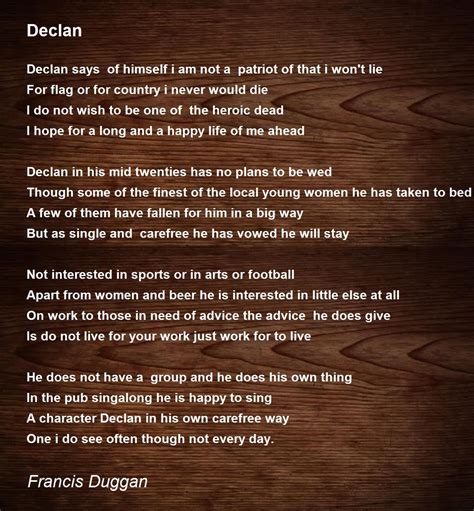 Declan Poem By Francis Duggan Poem Hunter