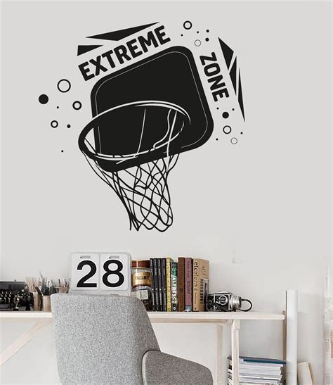 Vinyl Wall Decal Basketball Hoop Boys Room Sports Decor Stickers Unique