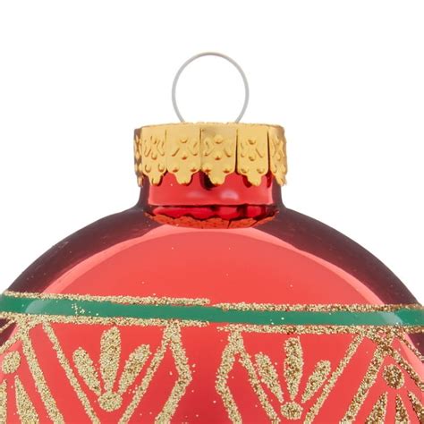 Red Green And Gold Glass Christmas Ornaments 4 Count By Holiday Time