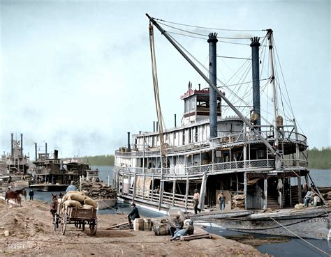 Transit Riverboat Docked At Falls City 1900 Falls City River Boat