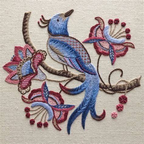 Crewel Work Bird Of Paradise The Bluebird Embroidery Company