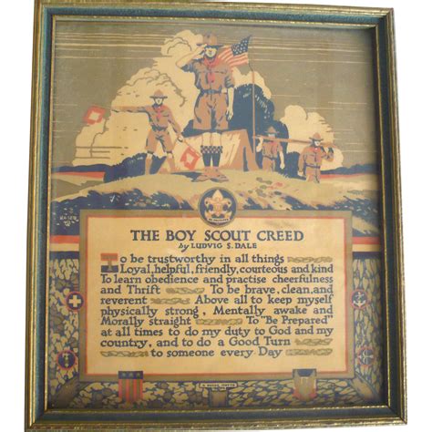 1923 Boy Scout Creed 75 Inch By 65 Inch Buzza Motto Print Original