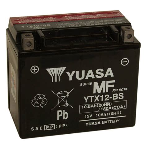 Batterie moto Yuasa 12V 10Ah sans entretien YTX12-BS / GTX12-BS / YTX12 - Batteries Moto