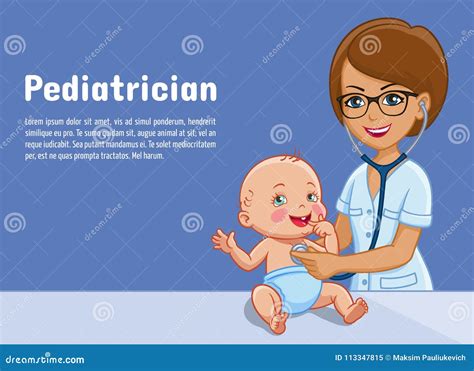 Pediatrician And Baby Vector Cartoon Illustration Of Pediatrics