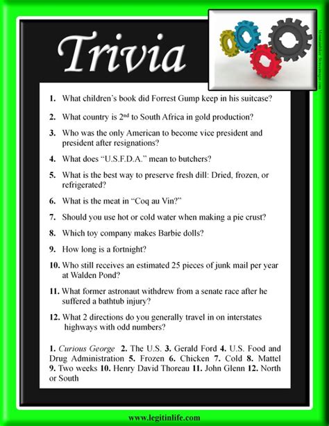 Free Downloadable Trivia Questions Answers 250 Best General Trivia