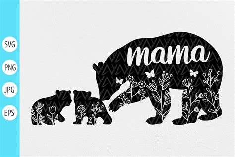 Mama Bear With Two Cubs Graphic By DesignstyleAY Creative Fabrica