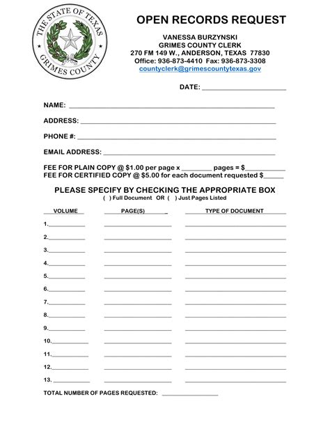 Grimes County Texas Open Records Request Fill Out Sign Online And