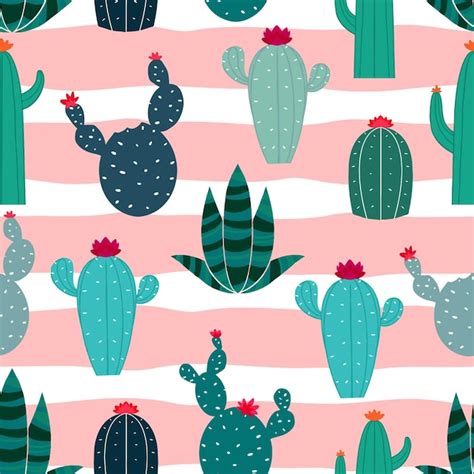 Free Vector Cactus Pattern Concept