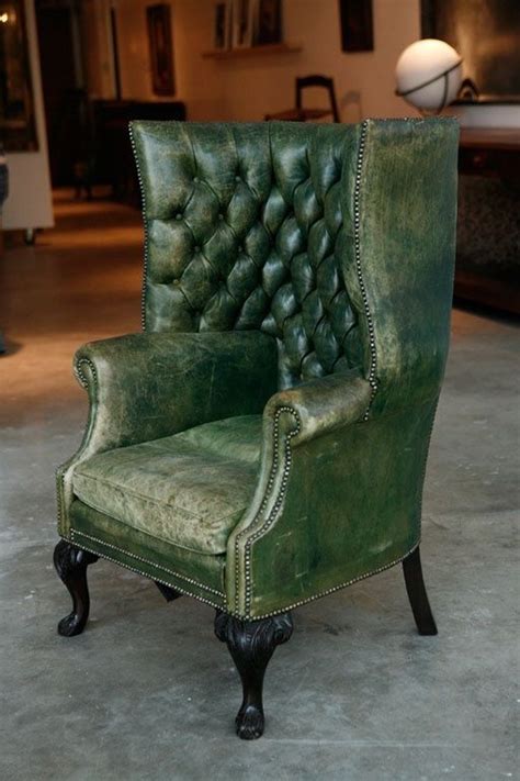 The rest of burnt furniture and interior items are made at the designer`s dutch studio named baas & den herder studio. Green leather wing-back chair | Where The Heart Is ...