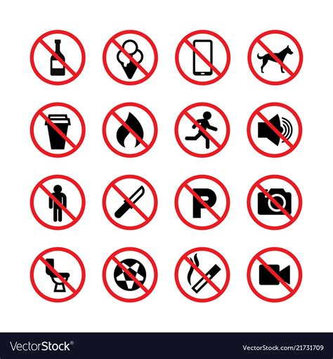 Prohibited Signs Forbidden Icons Royalty Free Vector Image