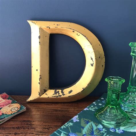 Gold Letter D vintage plaster letter D vintage decor | Etsy