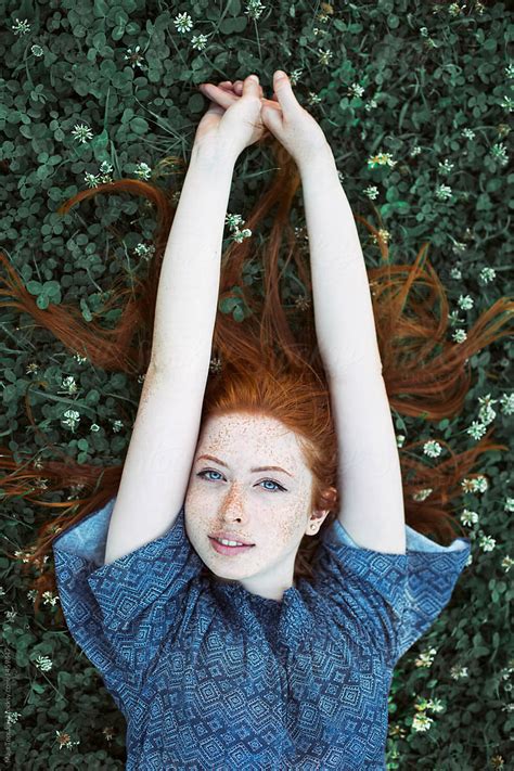 Beautiful Redhead With Freckles By Maja Topcagic Stocksy United