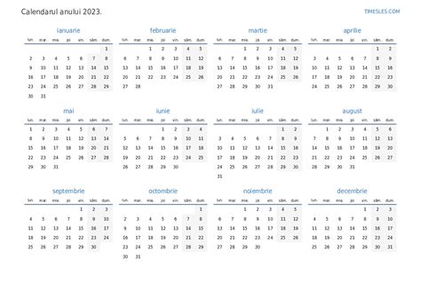 Blank Yearly Calendar 2023 Mobila Bucatarie 2023