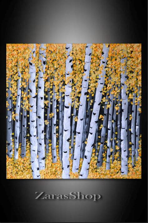 Original white birch trees painting textured birch tree abstract painting osnat. Set of two black white wall art diptych birch tree ...