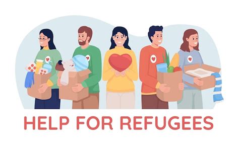 Premium Vector Help For Refugees 2d Vector Isolated Illustration