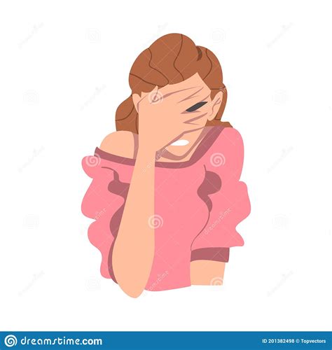 用手遮脸的尴尬女人遗憾的人物卡通造型矢量图插图 向量例证 插画 包括有 女性 沮丧 姿态 想法 201382498