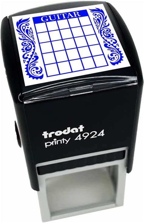 Guitar Chord Chart Self Inking Rubber Stamp Ink Stamper 1 12 Inch Large Blue