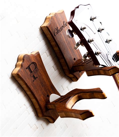 Personalized Wall Mount Custom Headstock Shapes In Espresso Guitar