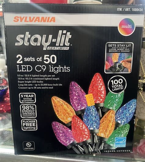Sylvania Stay Lit Platinum Set Of LED C Indoor Outdoor Holiday Lights EBay
