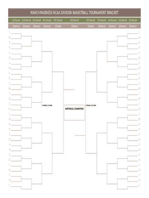March Madness Ncaa Brackets Fill Online Printable Fillable Blank