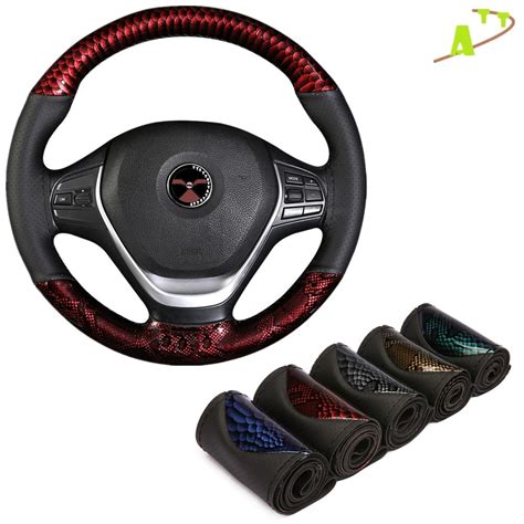 Crystal Style Auto Car Steering Wheel Cover Soft Genuine Leather Braid