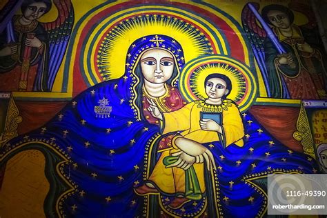 Ethiopian Orthodox Ecclesiastical Mural Depicting Stock Photo