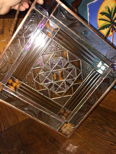 Vintage Clear Stained Glass Panel Beautiful Geometric Clear Textured Stained Glass Gorgeous