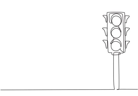 Continuous One Line Drawing Of Traffic Lights With Poles To Regulate