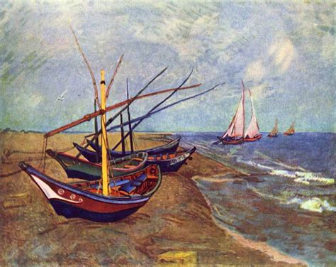 Vincent Van Gogh Fishing Boats On The Beach At Saints Maries Painting